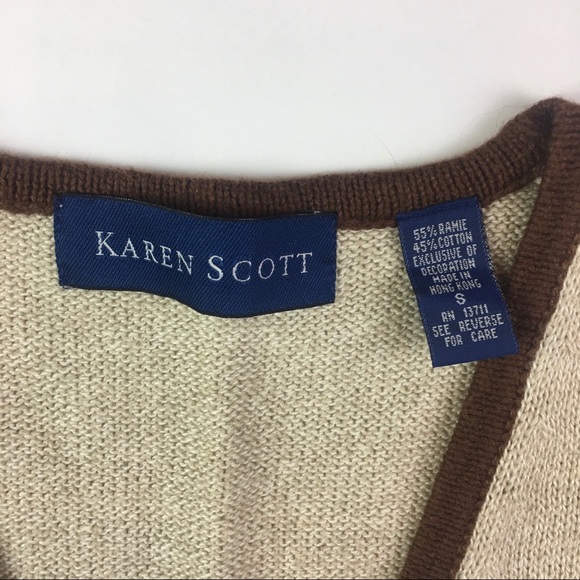 Karen Scott Knit Vest Embroidered Fall Brown Sm - Picture 2 of 7